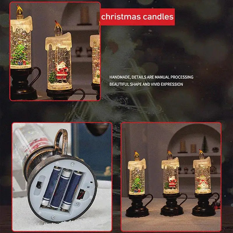 Bougie LED de Noël Effet Boule de Neige