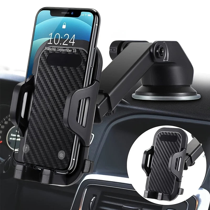 Support Téléphone Voiture à Bras Rétractable — Fixation Stable avec Ventouse Renforcée