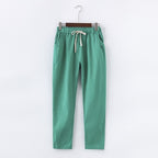 PANTALON EN COTON ET LIN POUR FEMME - TAILLE ÉLASTIQUE