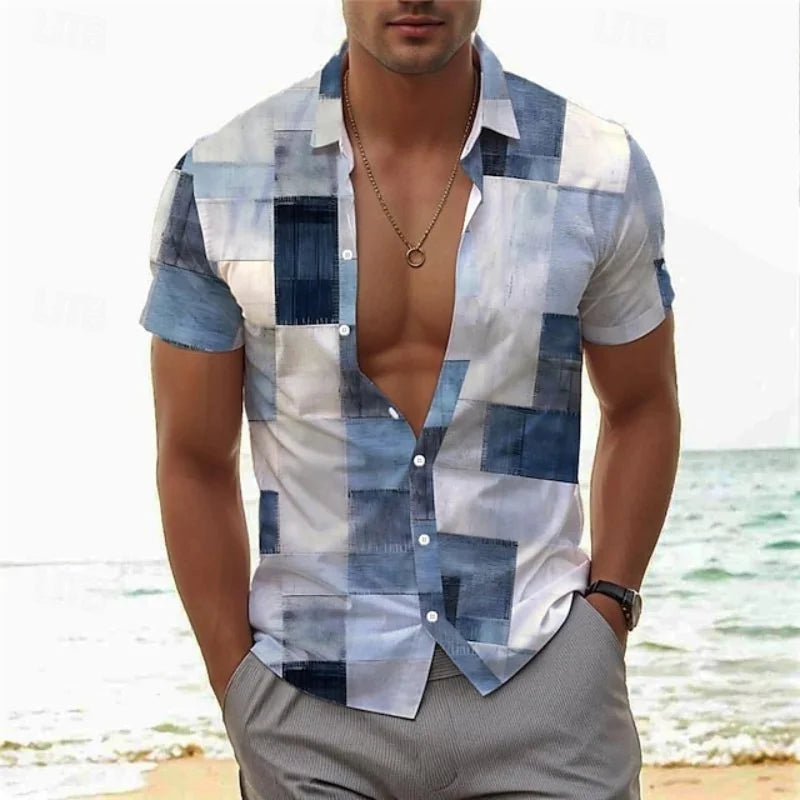 Lightweight Patchwork Print Shirt - Men's