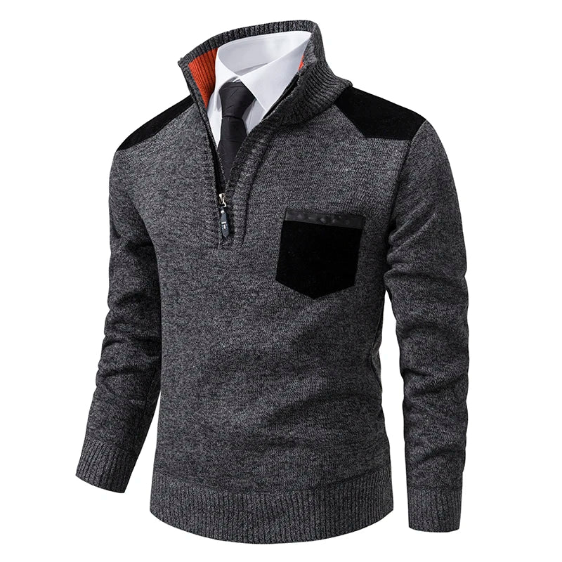 Pull Zippé Homme avec Poche - Chaleur & Style