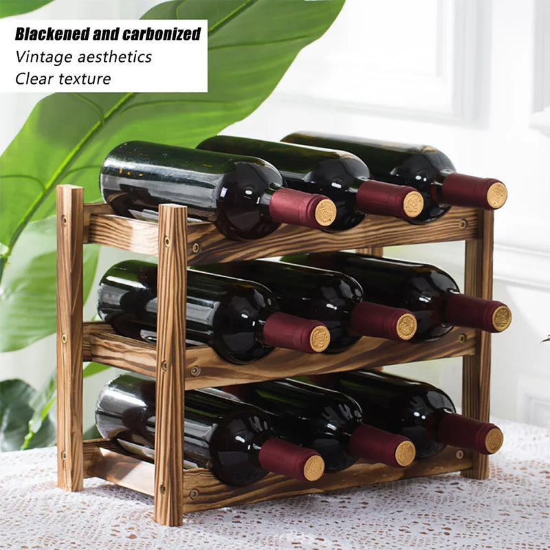 Étagère de rangement en Bois pour Bouteilles de Vin - 2/3 Niveaux