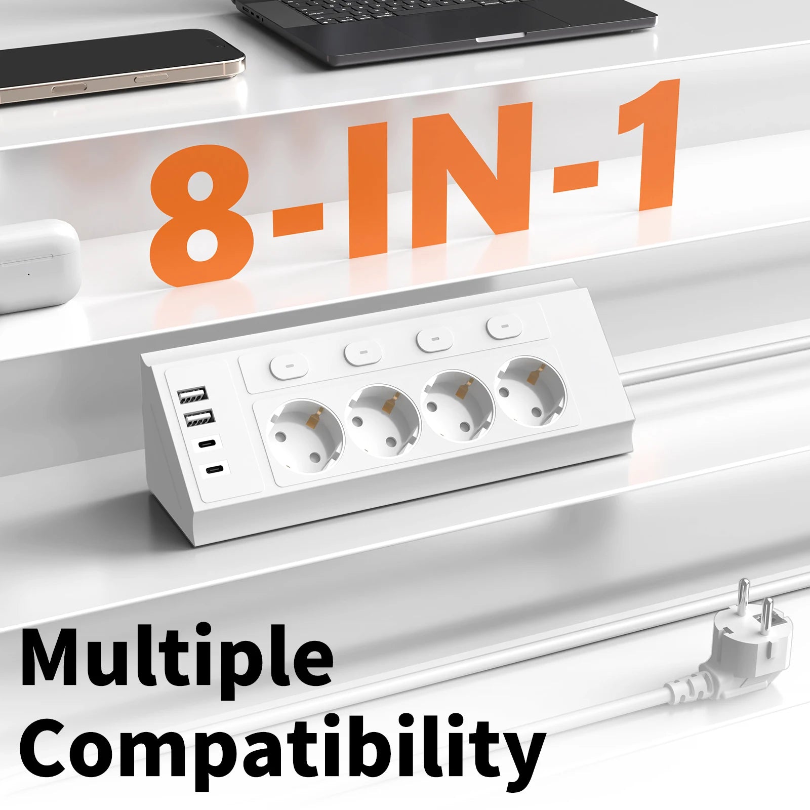Multiprise d’Angle Bureau 8 en 1
