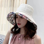 Chapeau à Revers Florale Anti-UV - Femme