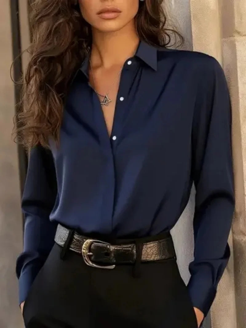 Chemise Femme Chic à Manches Longues – Élégante & Intemporelle pour Look Bureau