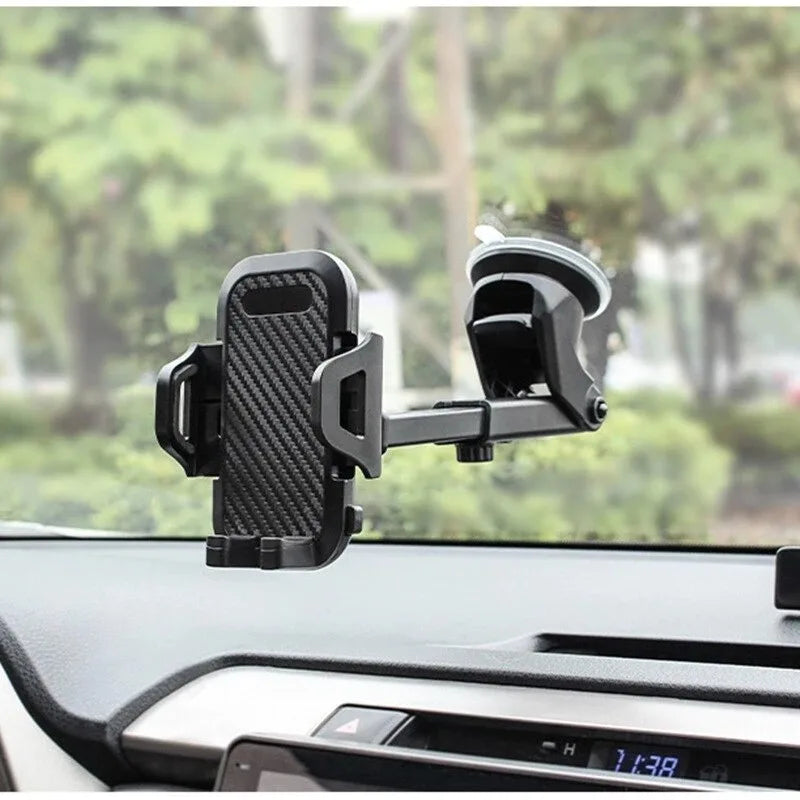 Support Téléphone Voiture à Bras Rétractable — Fixation Stable avec Ventouse Renforcée