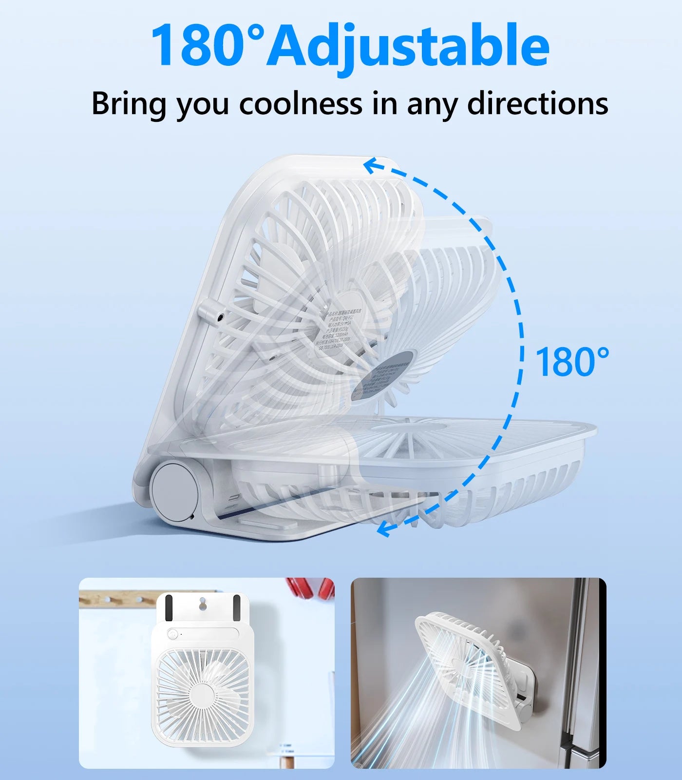 Mini Ventilateur 3-en-1 Ultra Fin Rechargeable Type-C 1200mAh
