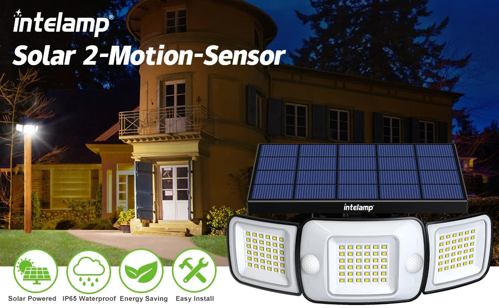 Projecteur Solaire LED Ultra Puissante avec Double Détecteur de Mouvement