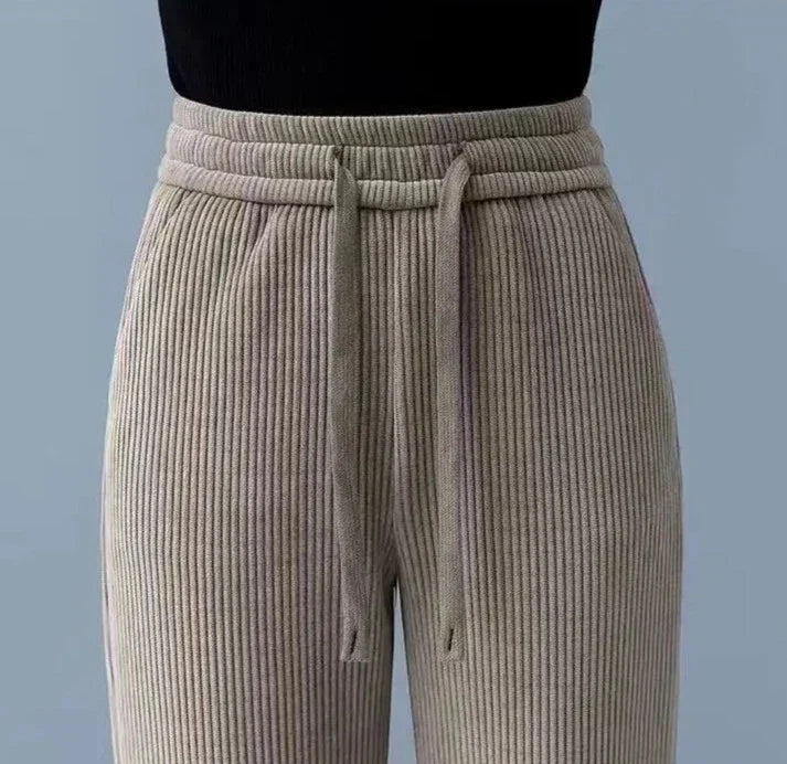 Pantalon en velours côtelé ample Femme - Intérieur fourrure