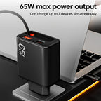 Chargeur Rapide 65W USB-C avec Câble Retractable