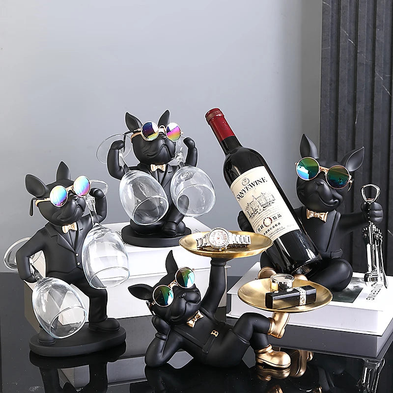 Sculpture de chien - Porte-vin moderne + Tire bouchon offert