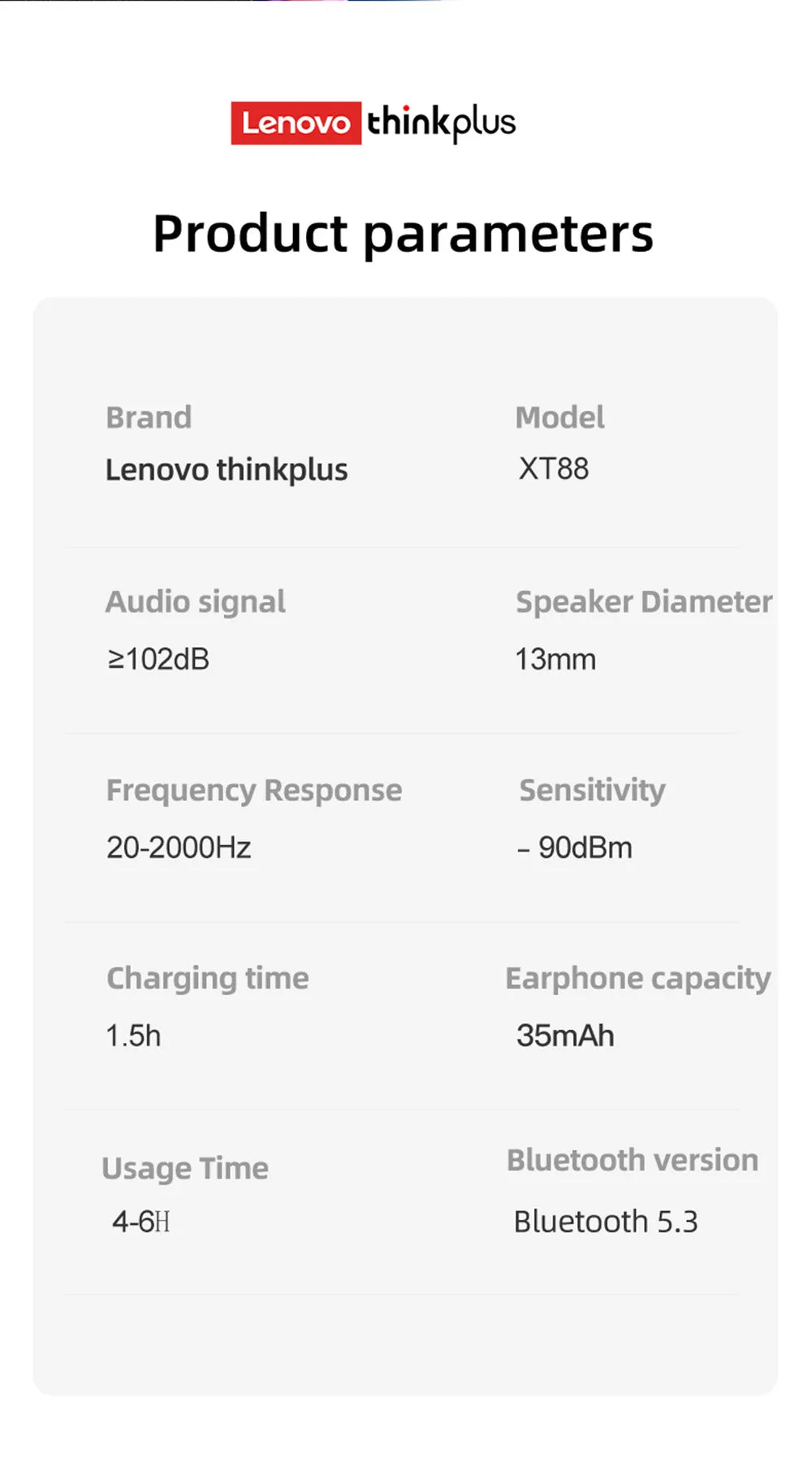 Écouteurs sans-fil Lenovo XT88 Thinkplus - Réduction du bruit