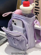 Sac Bandoulière Femme Léger à Noeud avec Porte-Bouteille – Pochette Téléphone pour Sport & Voyage
