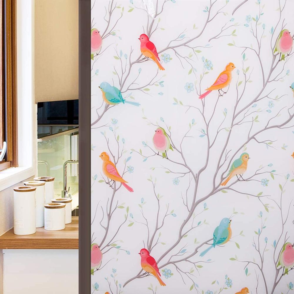 Self-Adhesive Privacy Film with Bird Patterns