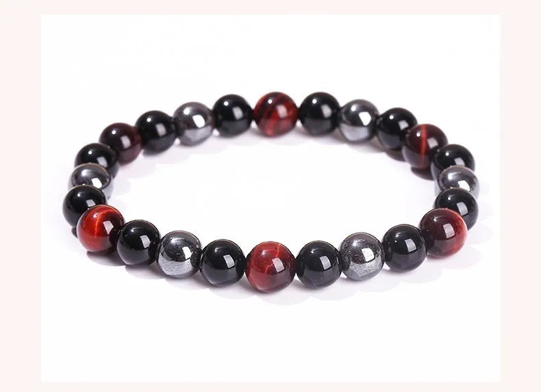 Bracelet Triple Protection - Œil de Tigre, Hématite et Obsidienne Noire