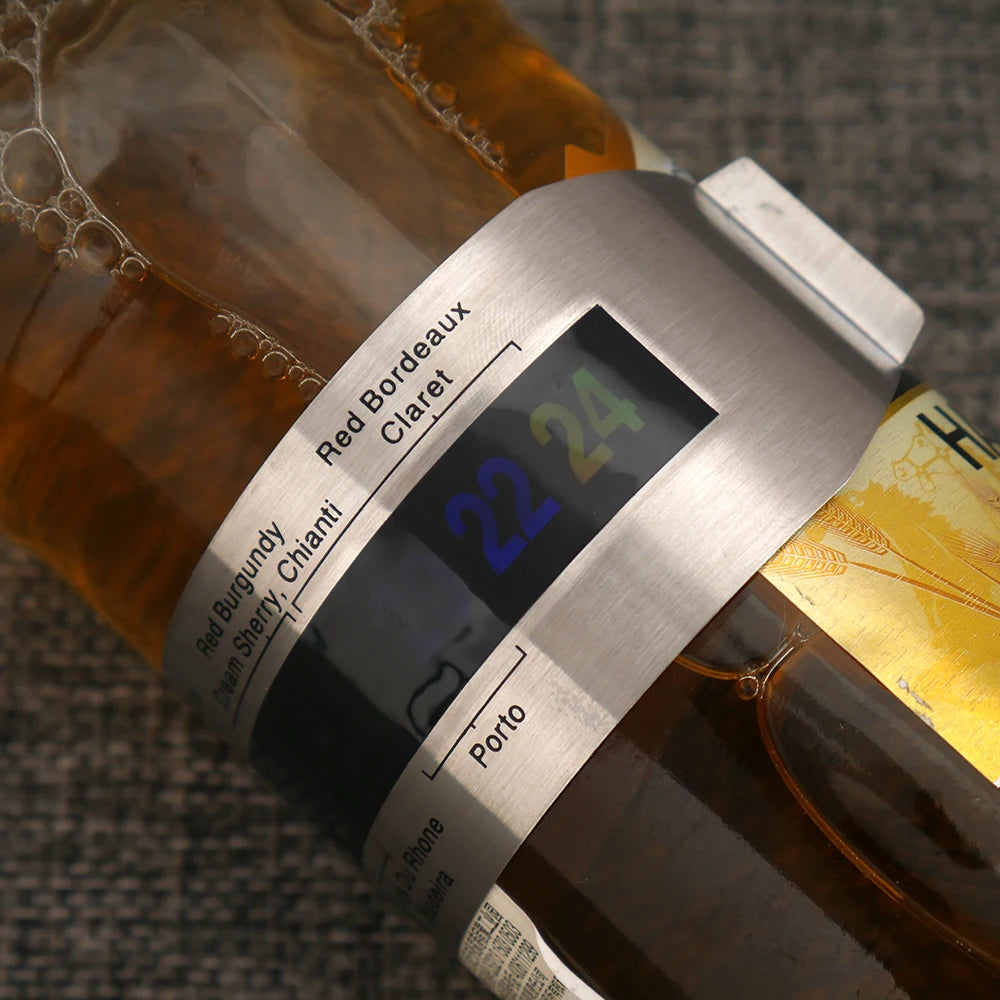 Thermomètre à Vin avec Écran LCD – Collier à Clip pour Bouteille de Vin, Champagne et Bière