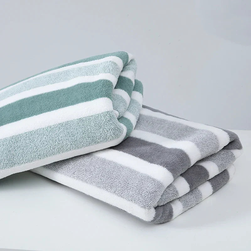 Serviette de bain rayée ULTRA absorbante et épaisse - 70x130cm