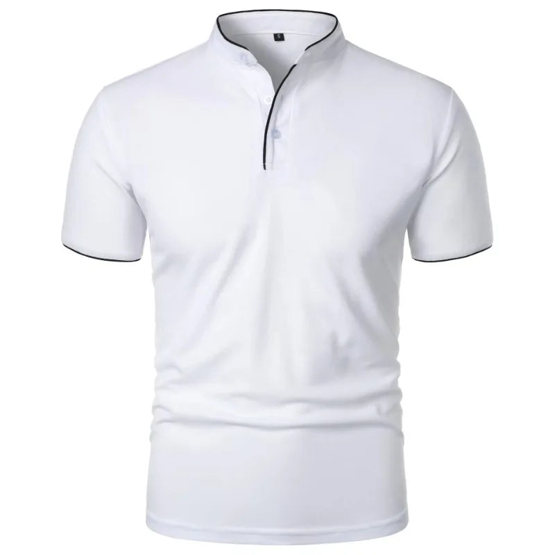 Men's Polo Shirt Mandarin Collar Short Sleeves Breathable — Loose Oversized Fit