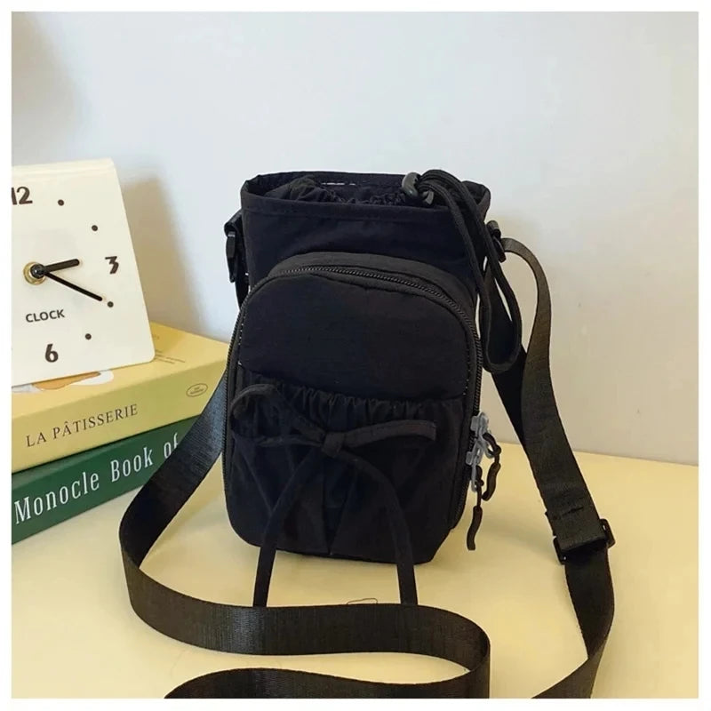 Sac Bandoulière Femme Léger à Noeud avec Porte-Bouteille – Pochette Téléphone pour Sport & Voyage