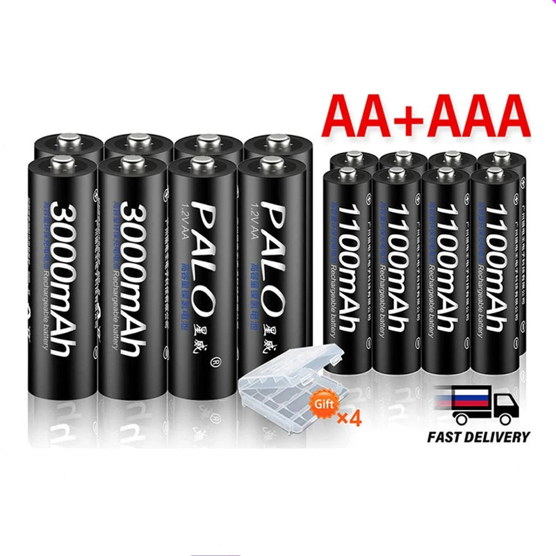 Kit Chargeur de piles AA/AAA et piles rechargeables + Boite de rangement OFFERTE