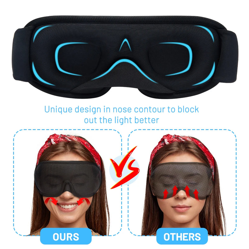 Masque de sommeil 3D Ultra confort - Bloque 100% de la lumière ! (Lot de 3)