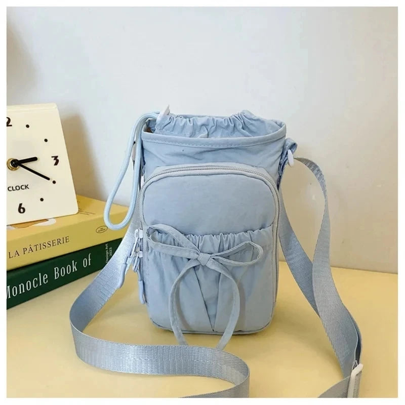 Lightweight Women's Shoulder Bag with Knot and Bottle Holder – Phone Pouch for Sports & Travel