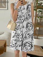 Robe mi-longue en Coton imprimé bohème