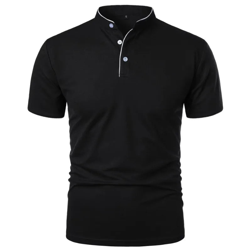 Men's Polo Shirt Mandarin Collar Short Sleeves Breathable — Loose Oversized Fit