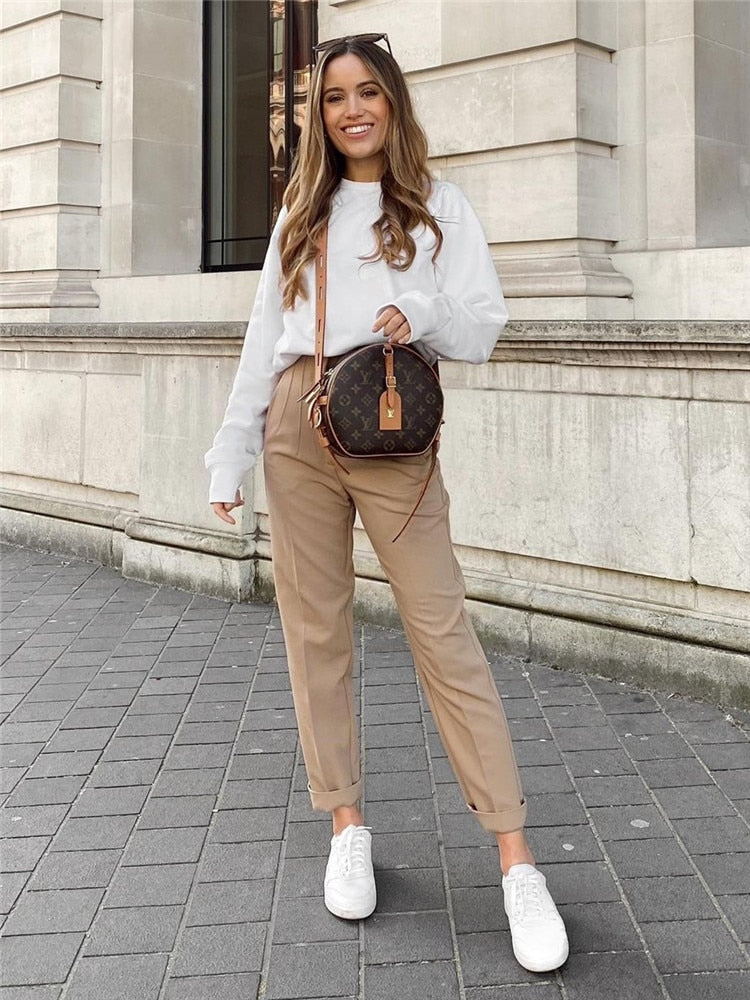 Pantalon taille haute pour femme