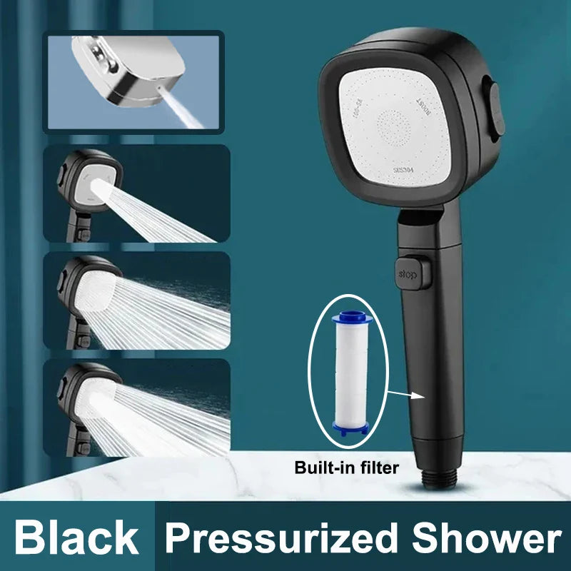 High-Pressure Designer Shower Head - Massaging + Filtering
