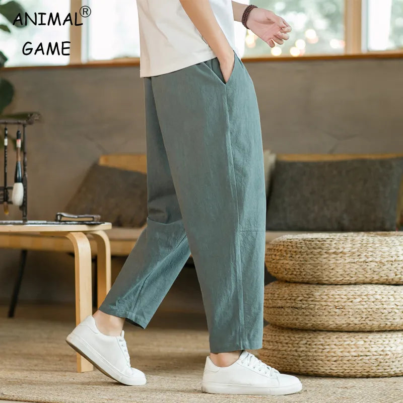 Pantalon léger Oversize en Coton/Lin pour Homme