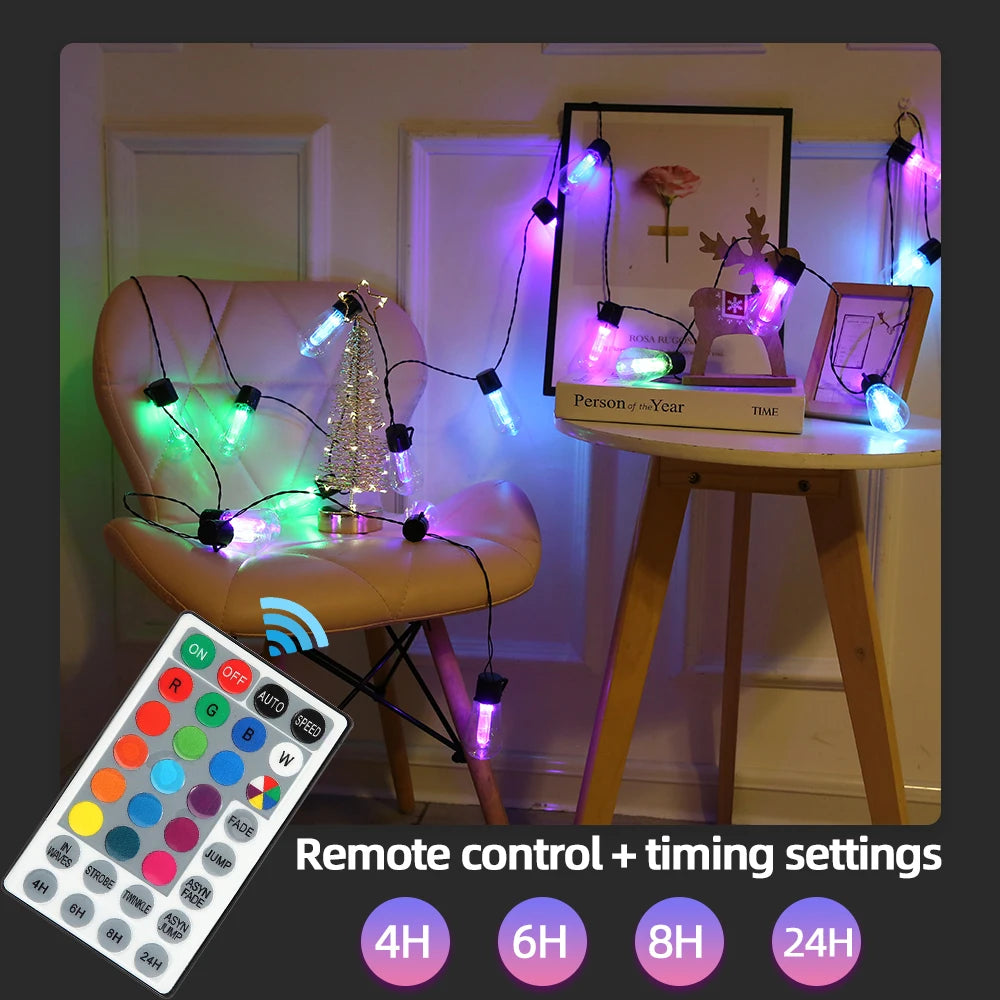 Guirlande solaire avec télécommande - Scénarios de couleurs personnalisables