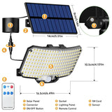 Lampes solaires d'extérieur avec détecteur de mouvement, projecteurs à distance, sécurité étanche IP65, 3 modes, 234LED