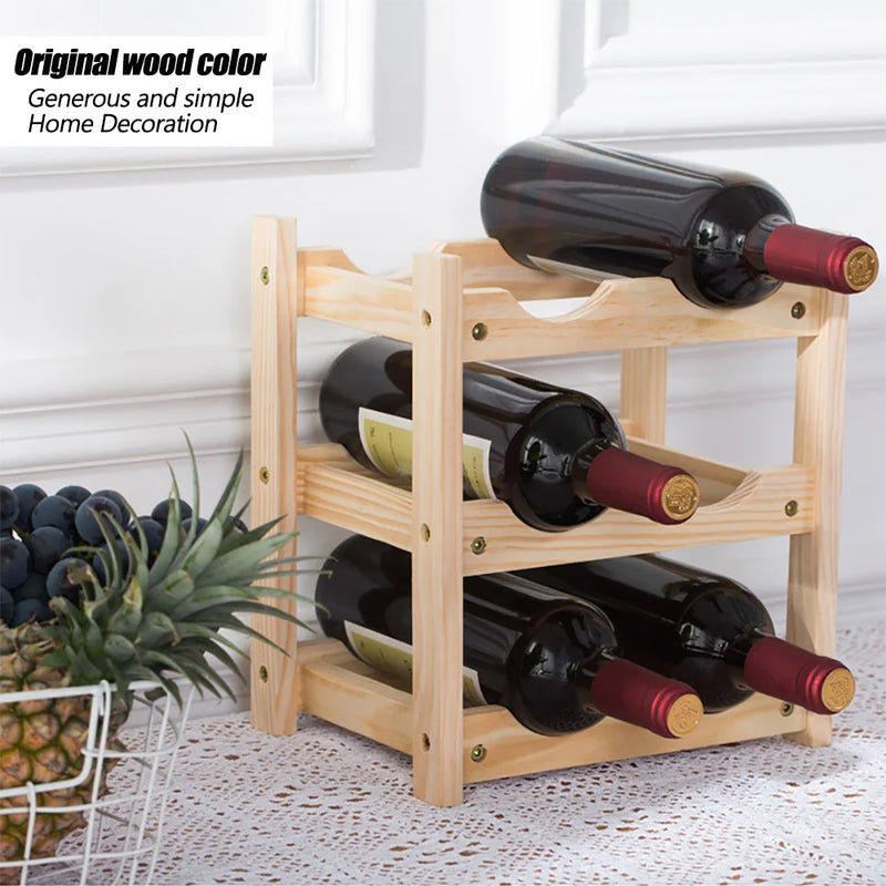 Étagère de rangement en Bois pour Bouteilles de Vin - 2/3 Niveaux