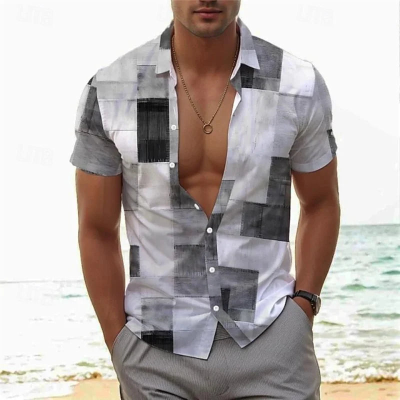 Lightweight Patchwork Print Shirt - Men's