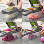 Mandoline - Hachoir 16 en 1 multifonctionnel avec récipient