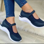 Baskets Ballerines Femme à Bride Réglable – Chaussures de Marche Respirantes en Maille, Semelle Épaisse Antidérapante