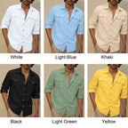 Chemise Élégante en Coton & Lin avec Double Poche à Rabat – Homme