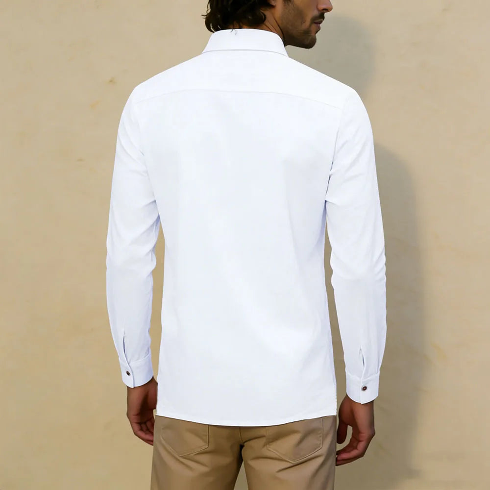 Chemise Élégante en Coton & Lin avec Double Poche à Rabat – Homme