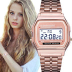 Montre digital bracelet en acier inoxydable - Modèle Mixte