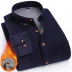 Chemise en velours cotelé avec intérieur chaud en polaire - Couleur unie