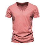 T-shirt 100% coton à manches courtes et col en V pour homme