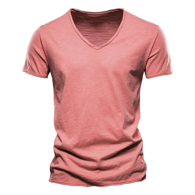 T-shirt 100% coton à manches courtes et col en V pour homme