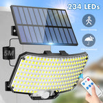 Lampes solaires d'extérieur avec détecteur de mouvement, projecteurs à distance, sécurité étanche IP65, 3 modes, 234LED