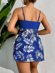 Robe tankini courte imprimée floral avec short pour femme