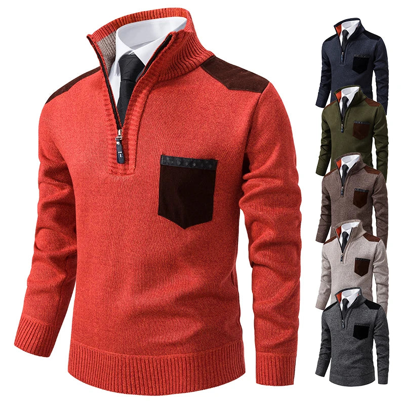 Pull Zippé Homme avec Poche - Chaleur & Style