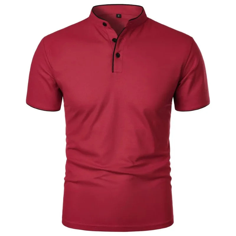 Men's Polo Shirt Mandarin Collar Short Sleeves Breathable — Loose Oversized Fit