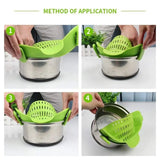 Passoire à pâtes en silicone anti-déversement, clip universel