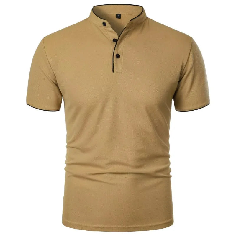 Men's Polo Shirt Mandarin Collar Short Sleeves Breathable — Loose Oversized Fit