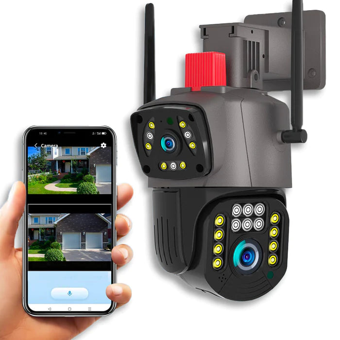 Caméra de Surveillance à double lentille avec vision nocturne et alarme